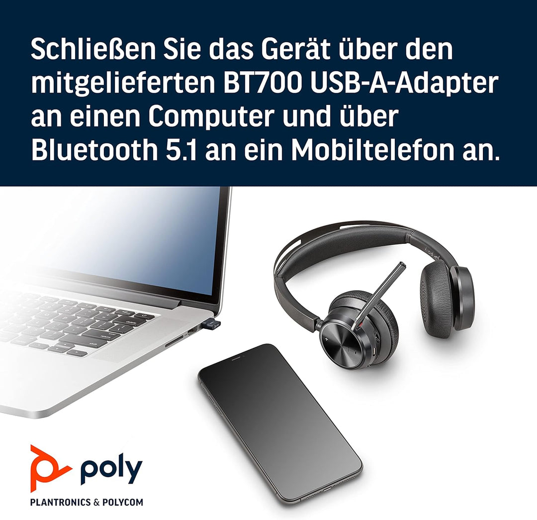 Poly Voyager Focus 2 UC USB-A Headset für Microsoft Teams - B-Ware Alte Version, Alte Version
