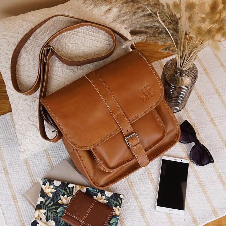 LECONI Umhängetasche Schultertasche für Damen Freizeittasche aus Büffelleder Damentasche Ledertasche