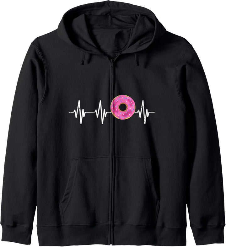 Donut Herzschlag Donuts Herzlinie Nachtisch Gebäck Geschenk Kapuzenjacke