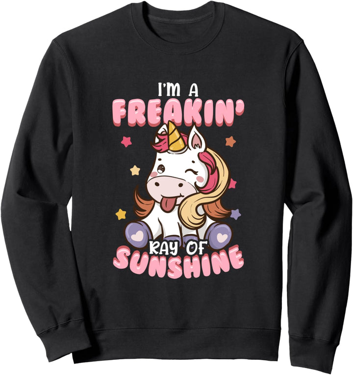 Adorable I'm A Freakin' Ray of Sunshine Unicorn Rainbow Sweatshirt