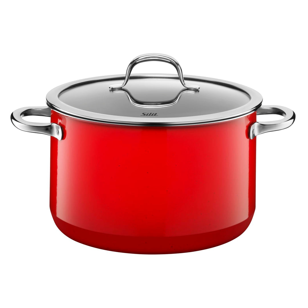 Silit Passion Red Kochtopf klein 20cm, Glasdeckel, Bratentopf Induktion 2,4l, Silargan Funktionskera