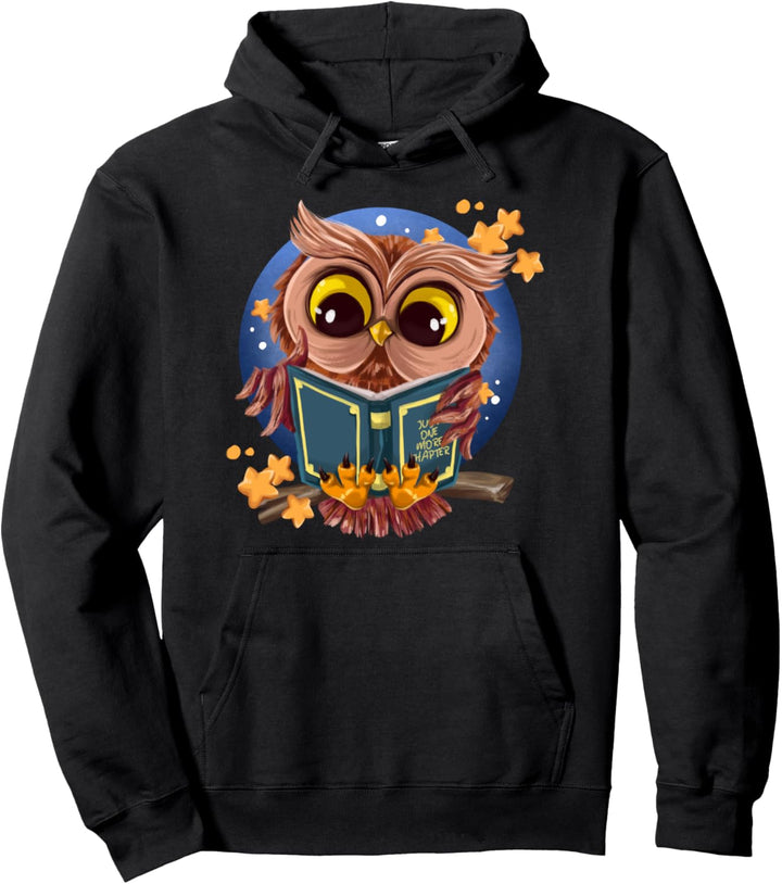 Süsse Eule Liest Buch Leseratte Bücherwurm Lesen Pullover Hoodie