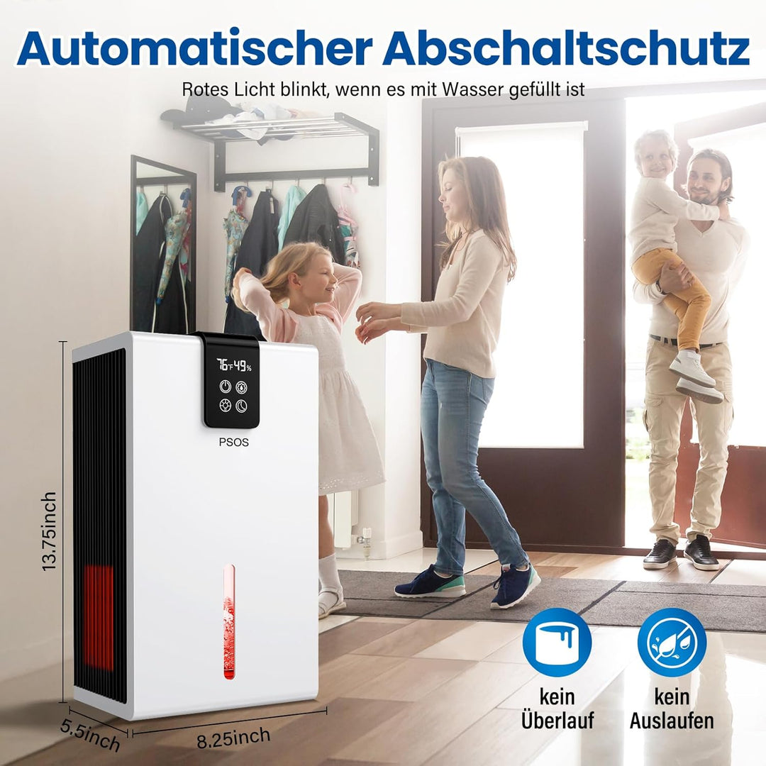 Luftentfeuchter Elektrisch, Ultra Leiser Raumentfeuchter, 2800ml Luftentfeuchter Mit LED Display, Au