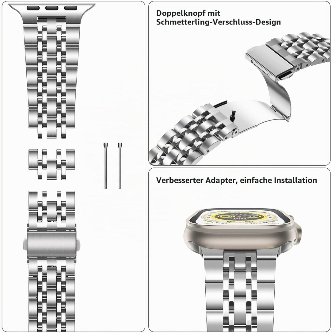 TasikarArmband Kompatibel mit Apple Watch Ultra 3 2 1 Armband 49mm, Massives Edelstah Metall Ersatza