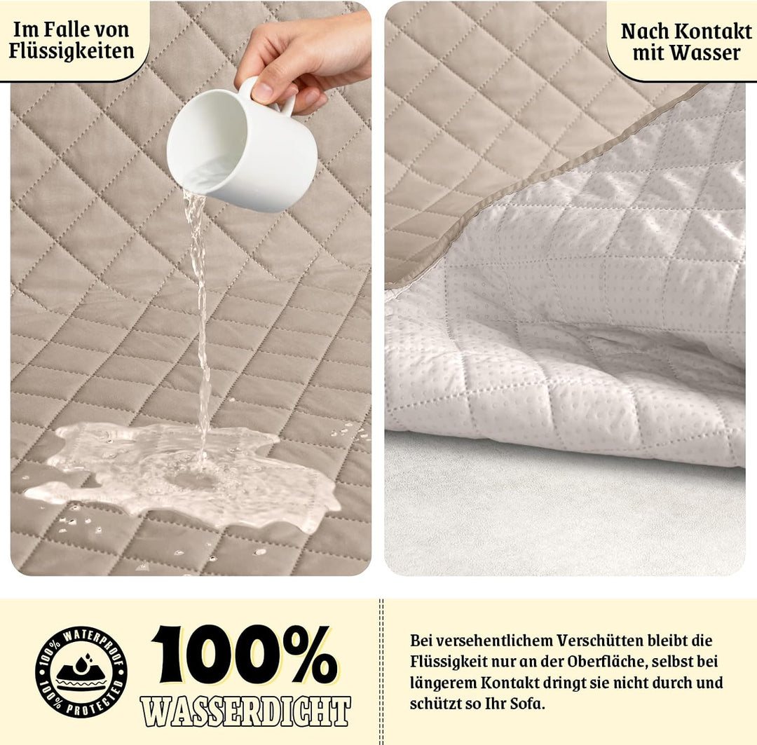 TAOCOCO Sofa Überzug, Sofabezug Wasserdicht Mit Gummiband，Wohnzimmer Anti-Rutsch Gepolsterter Sofasc