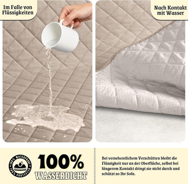 TAOCOCO Sofa Überzug, Sofabezug Wasserdicht Mit Gummiband，Wohnzimmer Anti-Rutsch Gepolsterter Sofasc
