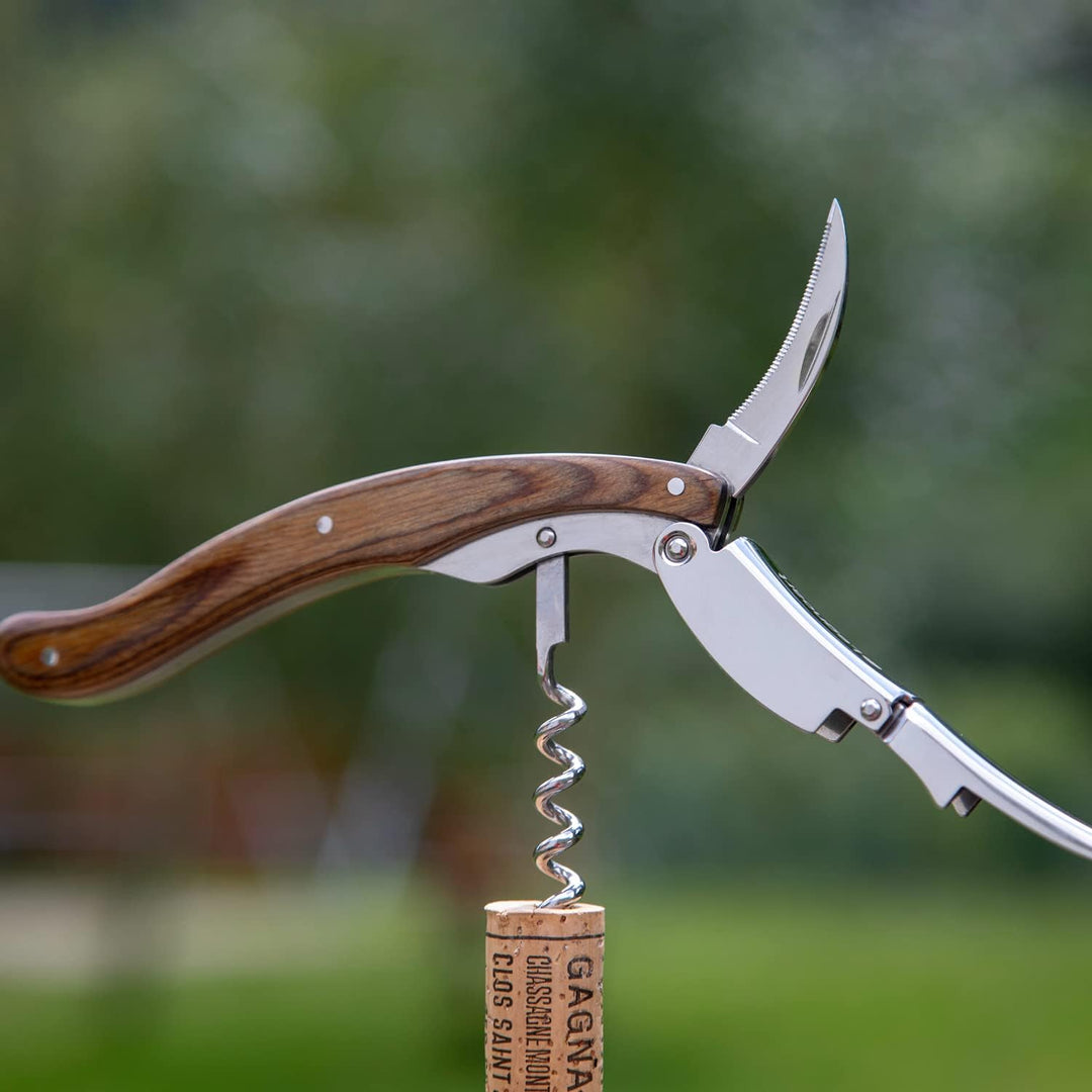 NEBBIOLO Professioneller Korkenzieher, Edelstahl, Hochglanzfinish, Griff aus dunklem Holz Mehrfarbig