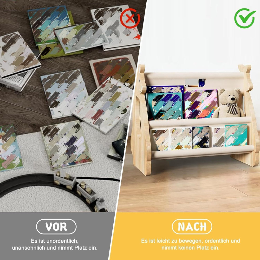 Kinder Bücherregal Holz - Bücherregal Montessori Kinderzimmer Möbel, Montessori Regal für Kinderzimm