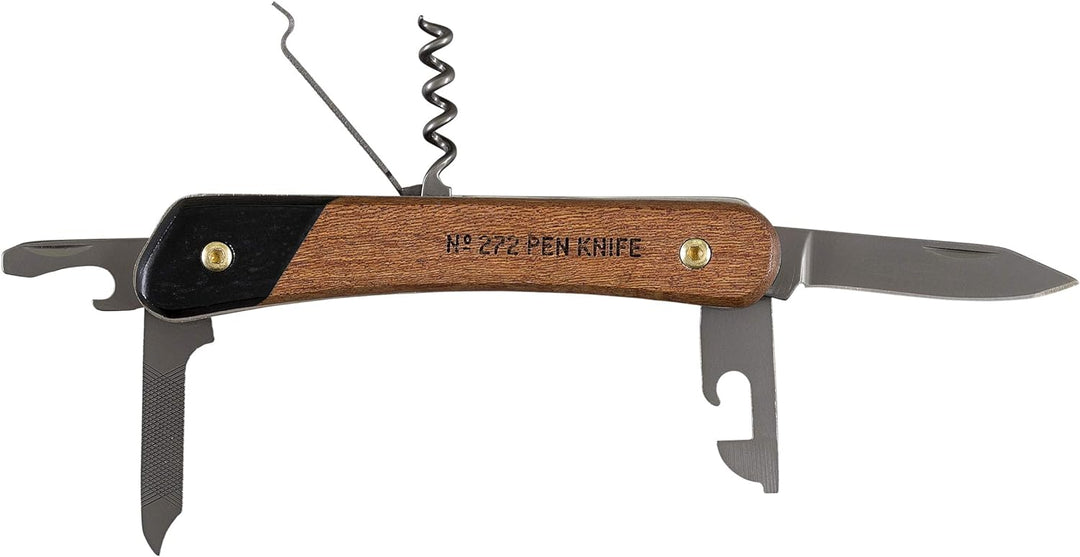 Gentlemen's Hardware 7-in-1 Stiftmesser Multitool Akazienholz und Titan-Finish, GEN272 braun