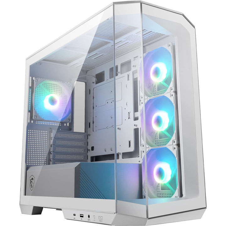 MSI MAG PANO M100R PZ White Micro-ATX PC-Gehäuse - 3 x 120 mm Reverse-Blade ARGB-Lüfter und 1 x 120