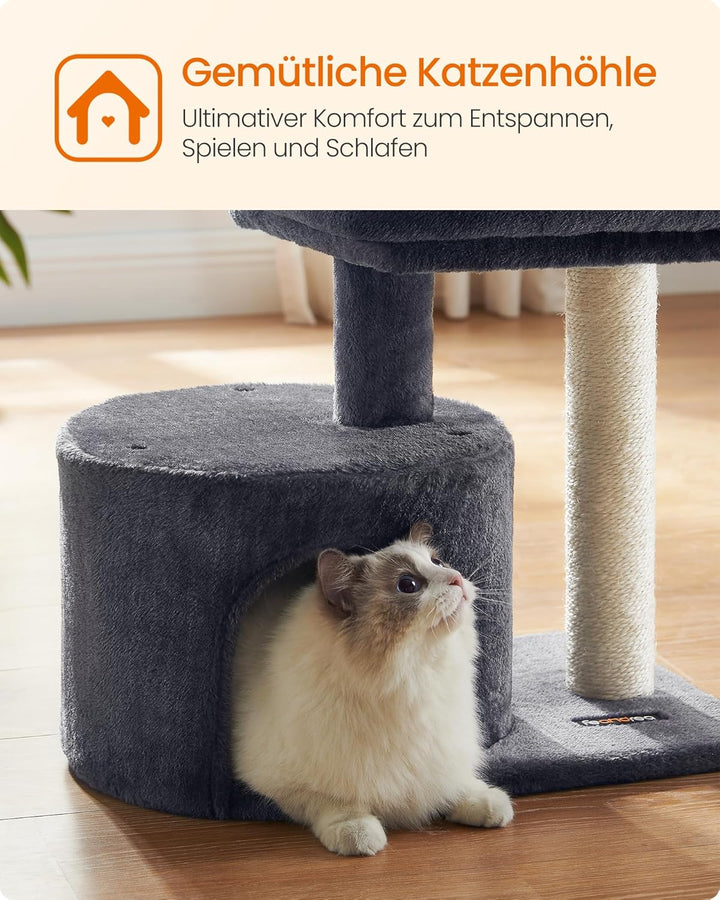 Feandrea Kratzbaum klein, Katzenbaum mit Sisalstamm, Katzenkratzbaum mit gepolsterter Plattforme, fü