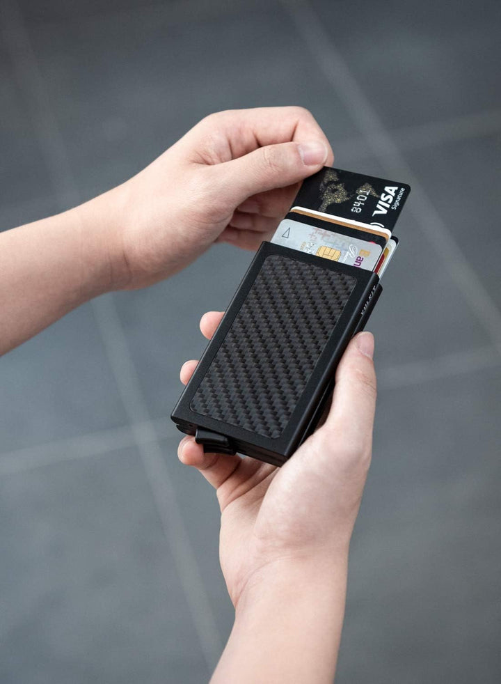 VULKIT Kartenetui Metall mit RFID NFC Schutz Karten Geldbörse Herren Geldbeutel Doppelt Karten Etui