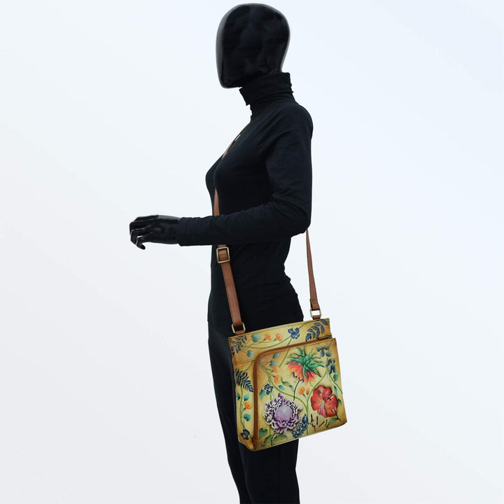 Anuschka Handbemalte Crossbody Tasche mit Organizerfach & RFID-Schutz Carribean Garden, Carribean Ga