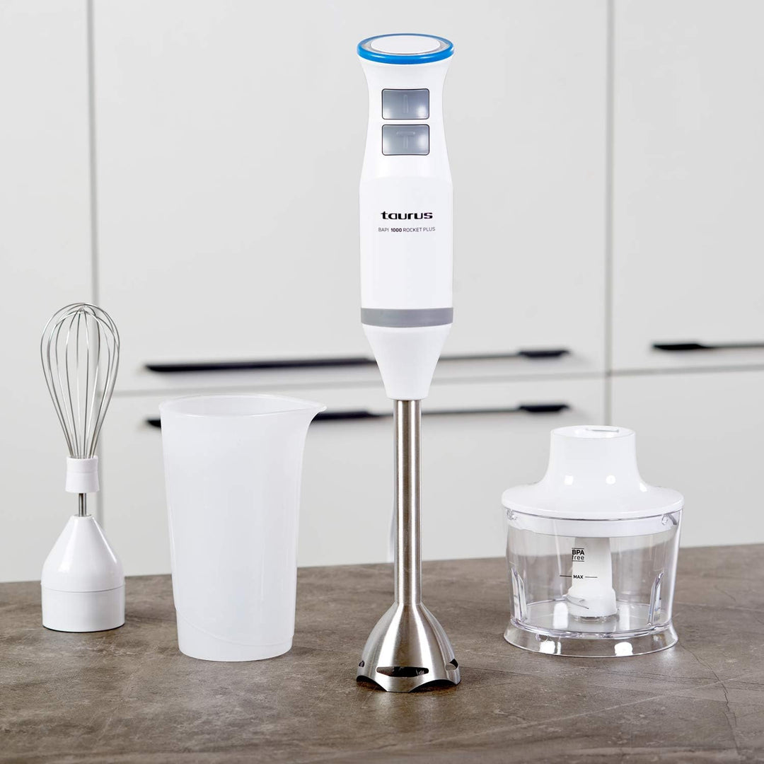 Taurus - Bapi Handmixer 1000 W | Elektrischer Zerkleinerer aus Edelstahl | 20 Geschwindigkeiten + Tu