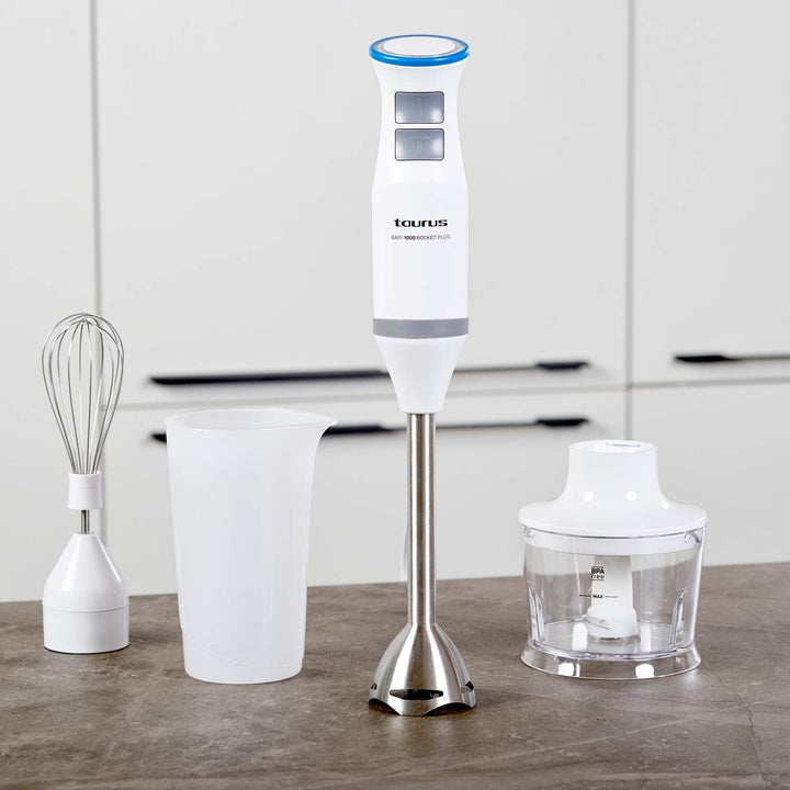 Taurus - Bapi Handmixer 1000 W | Elektrischer Zerkleinerer aus Edelstahl | 20 Geschwindigkeiten + Tu