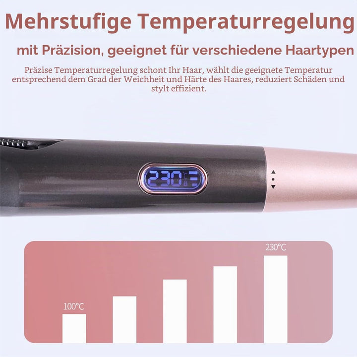 2-in-1 Glätteisen & Lockenstab: LCD-Temp.display, 10 Temp.-Stufen (140-230°C), 3D-Floating-Platten,