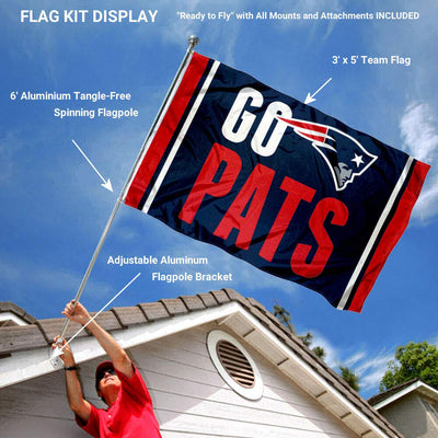 WinCraft New England Patriots Go Pats Flag Pole and Bracket Mount Kit