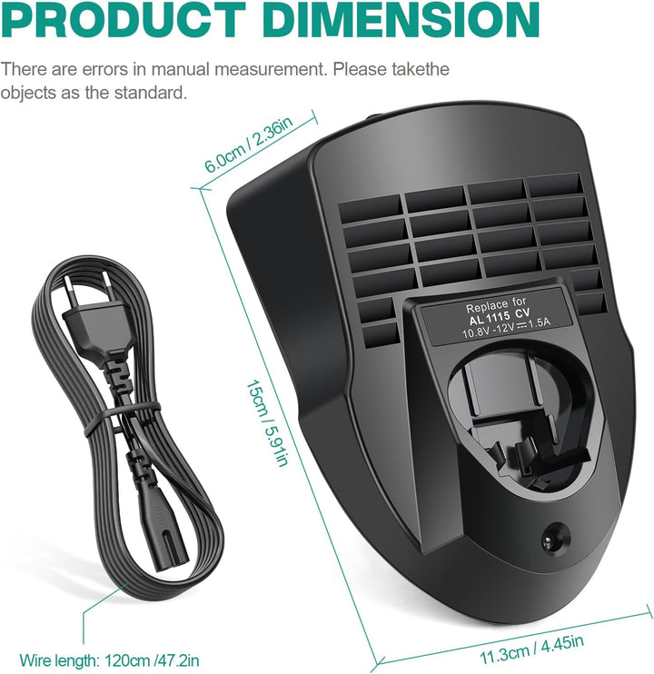 ASUNCELL Li-ion Ladegerät für Bosch Akkus Professional 10,8/12 Volt AL1115CV Ladegerät für Bosch BAT