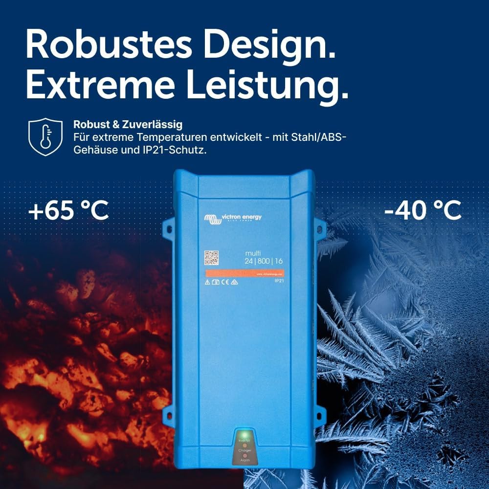 Victron Energy MultiPlus 800VA 24-Volt 230V Reiner Sinus Wechselrichter 16 Amp Batterie Ladegerät 24