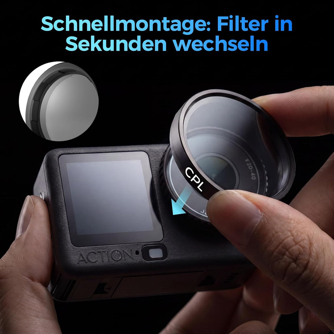 Rollei ND Filterset für DJI Osmo Action 6 4er Pack ND8/ND16/ND32/CPL Filter für Action 6, für Action