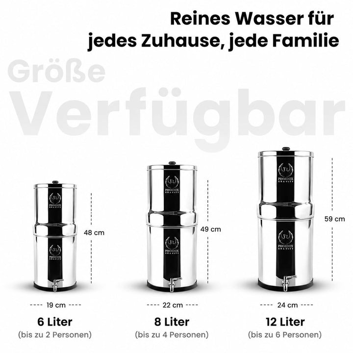 Phoenix Gravity - 6-Liter-Edelstahl-Wasserfilter (NSF/ANSI 42- und 372-zertifiziert) mit 2 Carbon-Fi