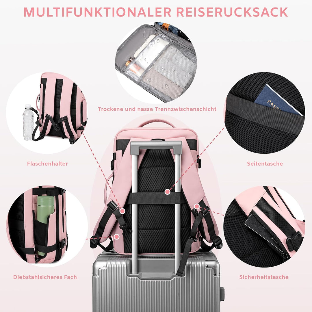 Handgepäck Rucksack, Wasserdichter Multifunktionaler Rucksack Handgepäck Flugzeug mit Laptopfach, Gr