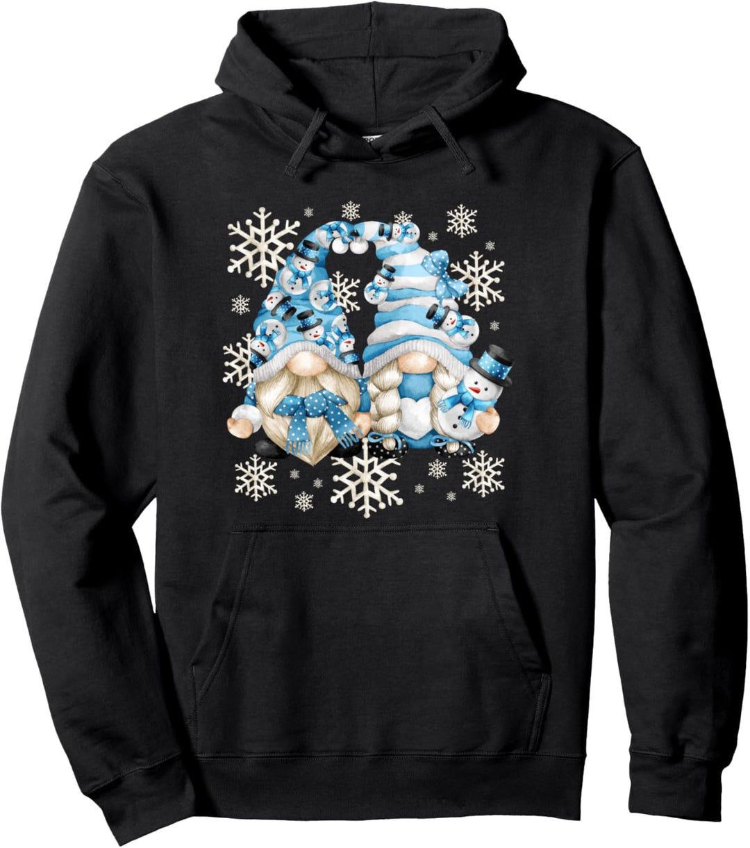 Lustiger Schneemann-Zwerg mit Schneeflocken – süsser Winter-Zwerg Pullover Hoodie