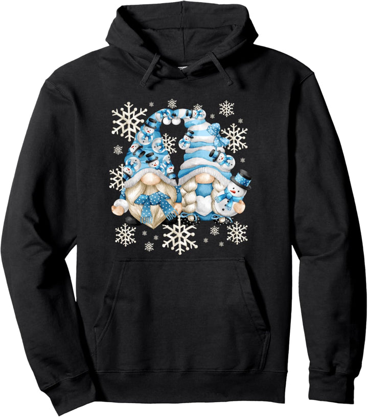 Lustiger Schneemann-Zwerg mit Schneeflocken – süsser Winter-Zwerg Pullover Hoodie