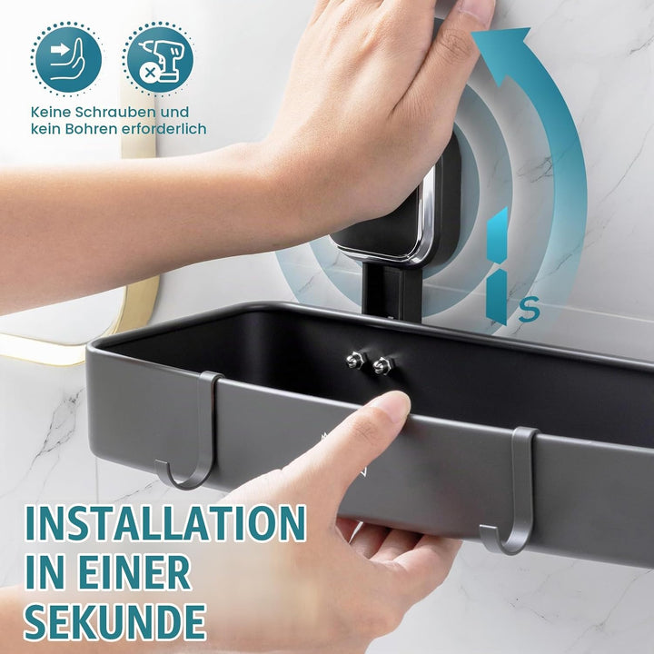 TAILI Duschablage mit Saugnapf ohne Bohren Abnehmbar Belastbarkeit 10 KG Wasserdicht und Ölbeständig