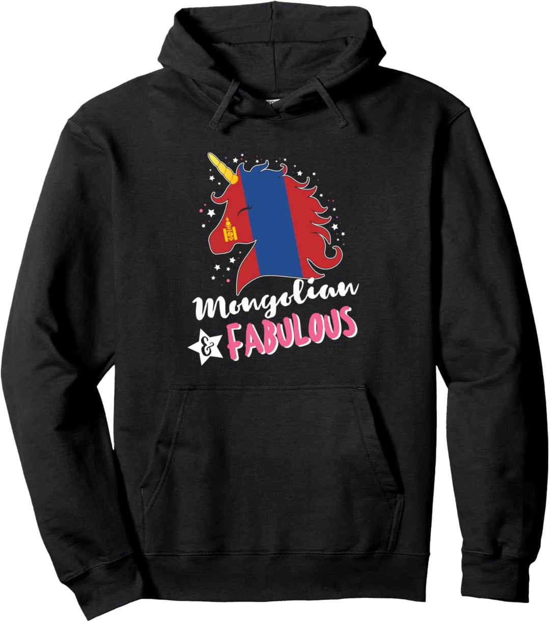 Mongolisches Einhorn Mongolei Flagge Pullover Hoodie