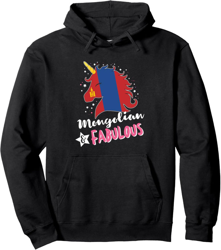 Mongolisches Einhorn Mongolei Flagge Pullover Hoodie