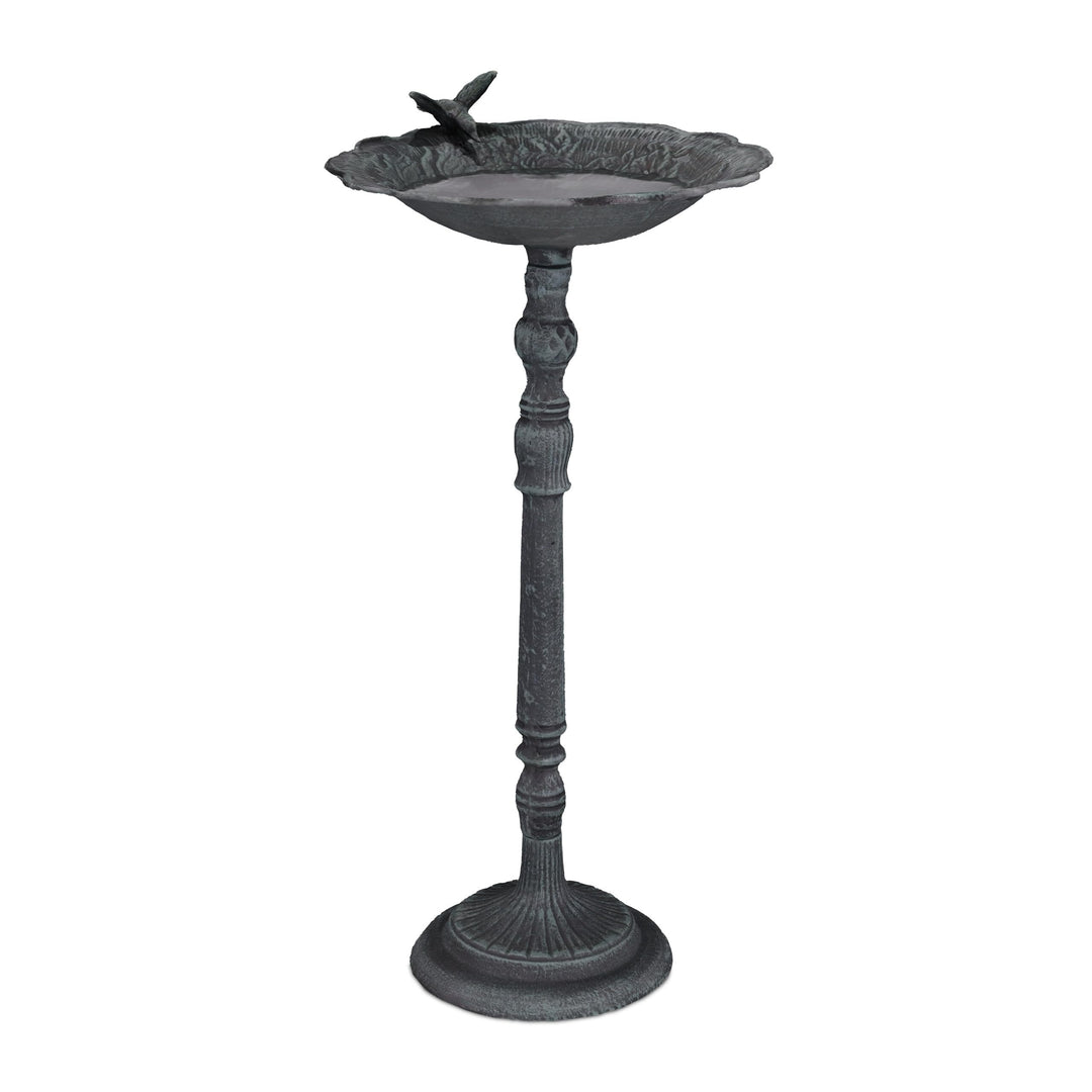 Relaxdays Vogeltränke, aus Gusseisen, Vogelbad, HBT: 74,5 x 37,5 x 35 cm, Wasser- u. Futterstelle, s