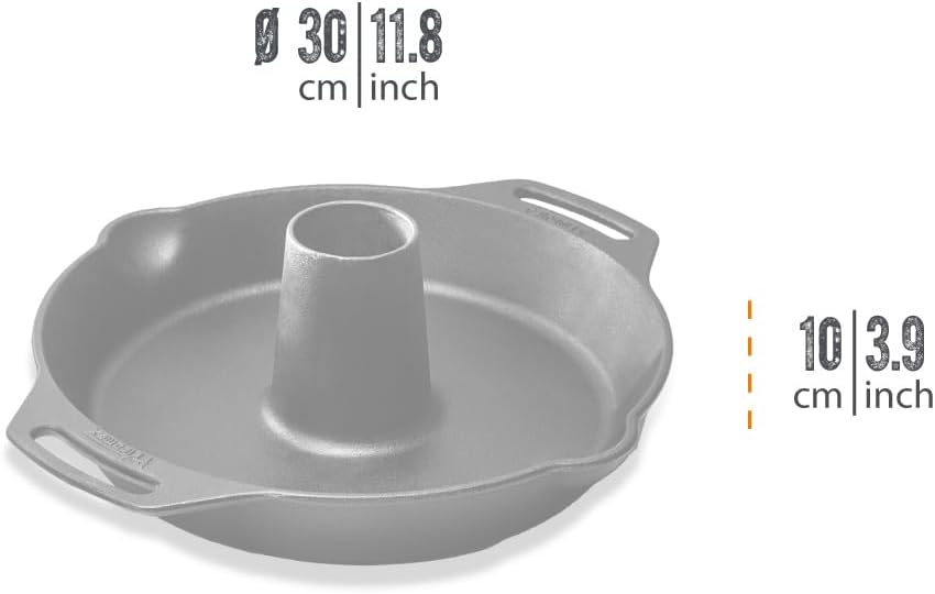 Petromax Gusseisen Geflügelbräter cf30 – 2-in-1 Dutch Oven mit Vertiefung für ein saftiges Hähnchen.