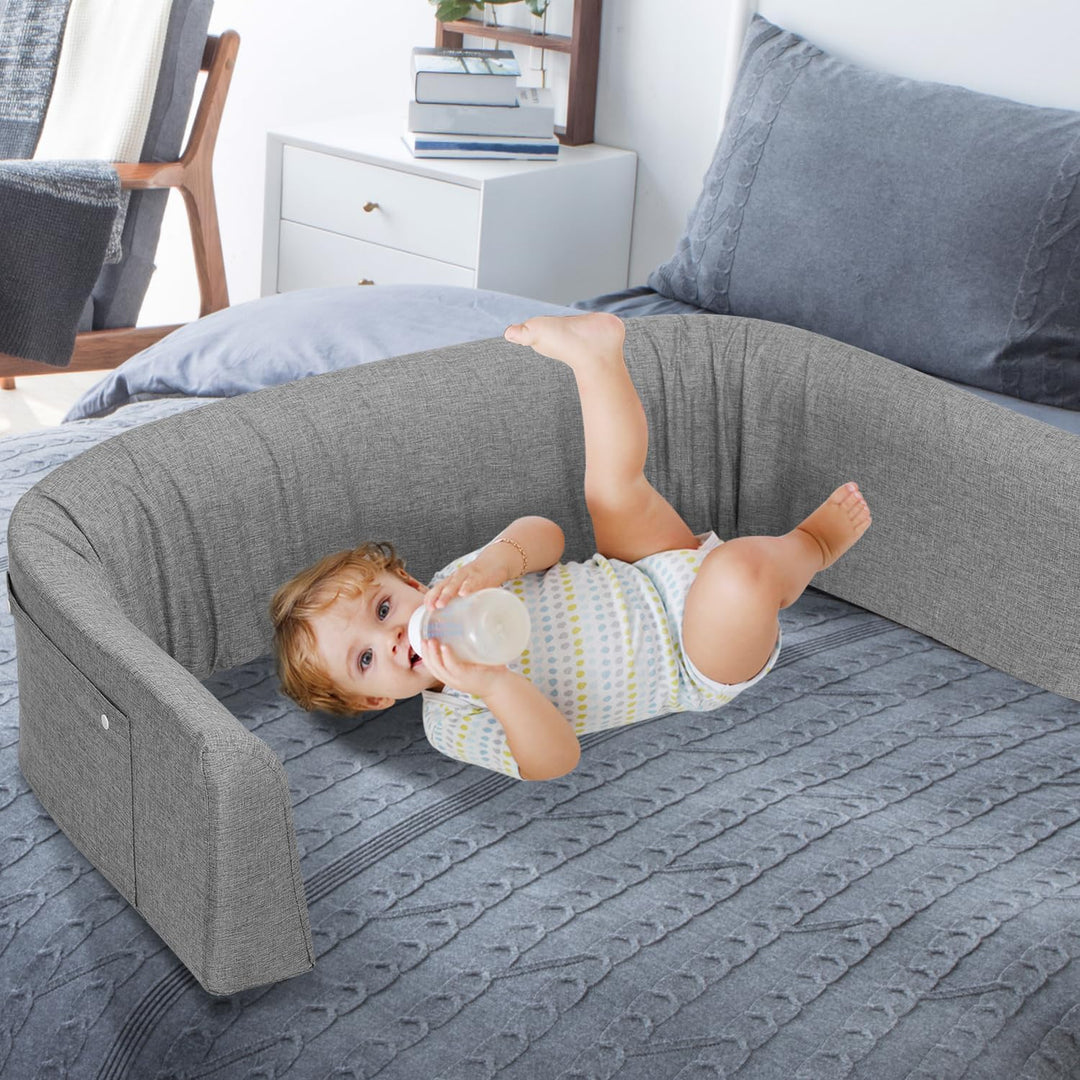 2X Bettgitter für Kinder 150cm, Baby Bettschutzgitter 5-Loch Höhenverstellbar, Weich Rausfallschutz