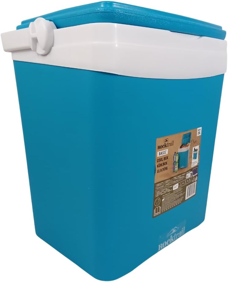Kühlbox 25 Liter Türkis-Weiss – 39x29x41,5 cm Camping Kühlbox mit Tragegriff & Tablettdeckel – ideal