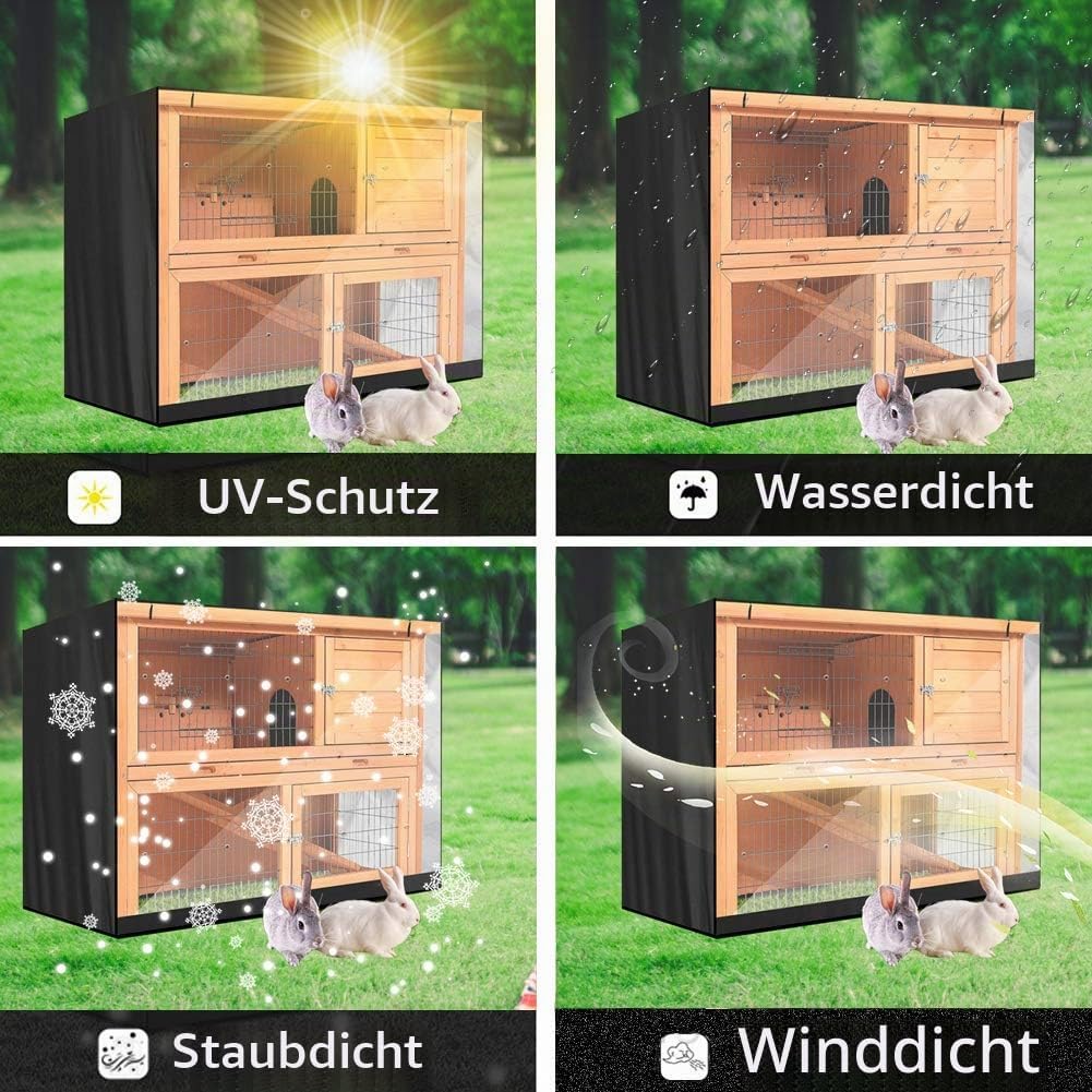 Universelle Doppelstallabdeckung, robuste 210D-Oxford-Stoff-Kaninchenkäfigabdeckung für Rubbits, Kat