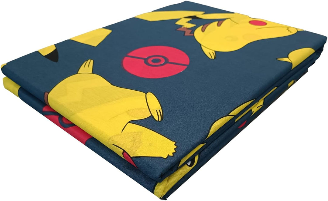 Pokemon Bettwäsche-Set für Einzelbett, Einzelbett, Bettwäsche, Spannbettlaken, Kissenbezug, 100% Bau