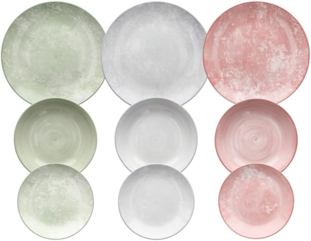 Tognana Petra Tellerservice für 6 Personen, 18 Stück, Porzellan, mehrfarbig