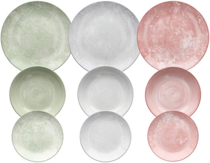 Tognana Petra Tellerservice für 6 Personen, 18 Stück, Porzellan, mehrfarbig