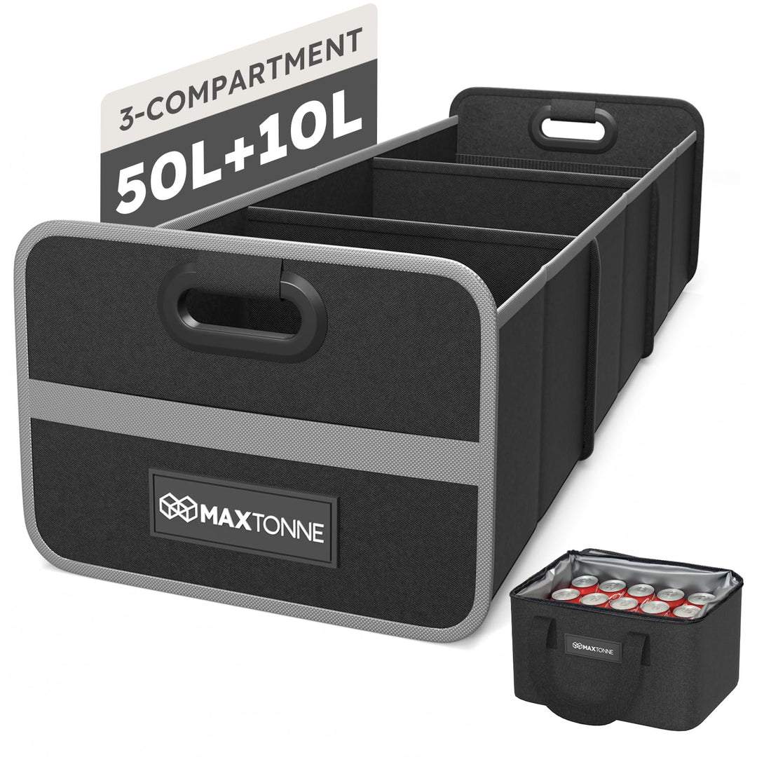 Kofferraum-Organizer mit isolierter Kühltasche, robustes 600D-Oxford-Gewebe, zusammenklappbar, 50 l