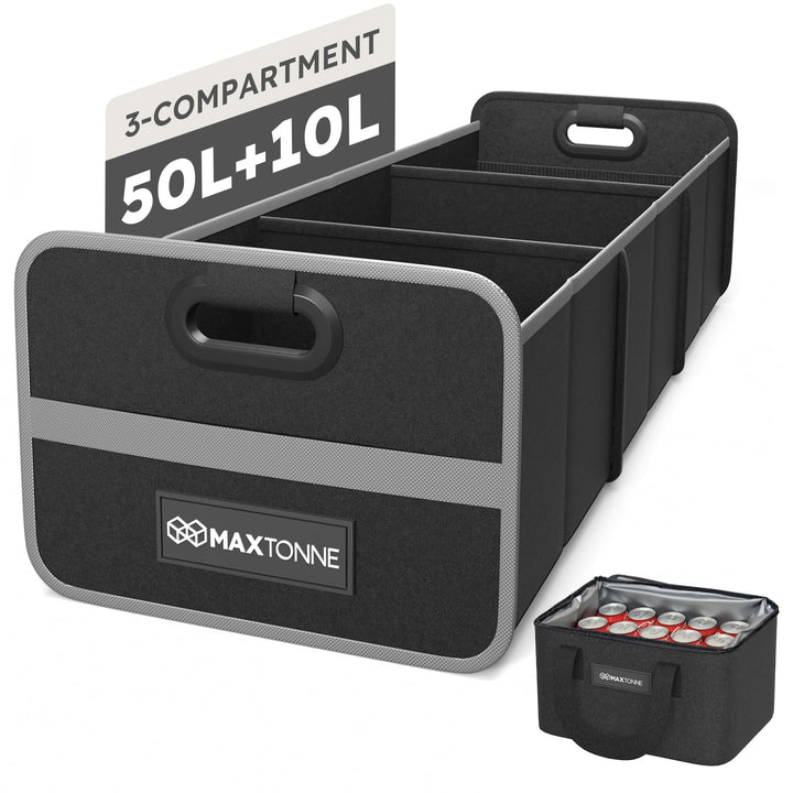 Kofferraum-Organizer mit isolierter Kühltasche, robustes 600D-Oxford-Gewebe, zusammenklappbar, 50 l