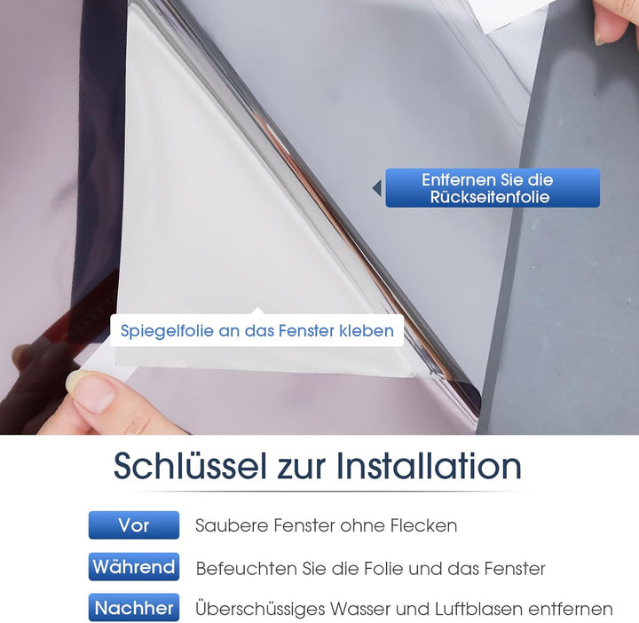 Lifetree Fensterfolie Spiegelfolie Wärmereflektion Selbstklebend Sonnenschutzfolie Wärmegrad Innen &