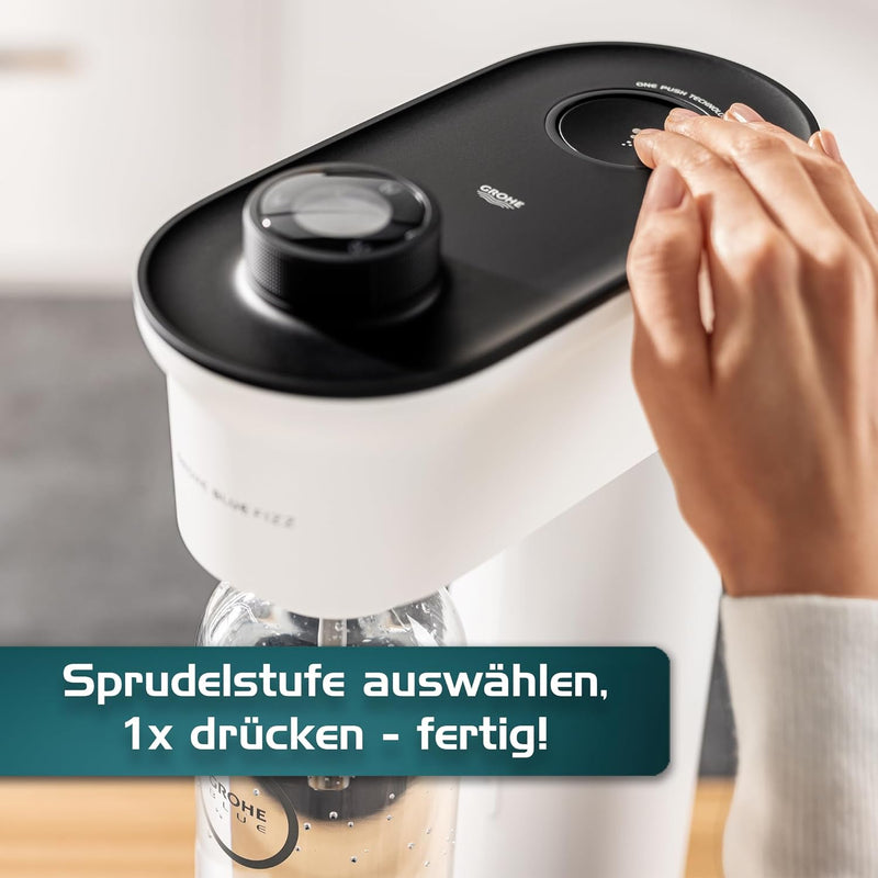 Grohe Blue Fizz - Wassersprudler inkl. Glaskaraffe (Glaskaraffe: 1l Volumen, 3 einstellbare CO2 Stuf