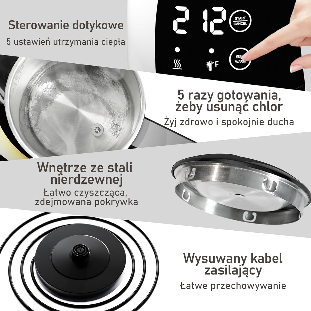 Wasserkocher, Kettle, Wasserkocher mit 5 Temperaturhaltefunktionen, 2-Stunden-Warmhaltefunktion, 360