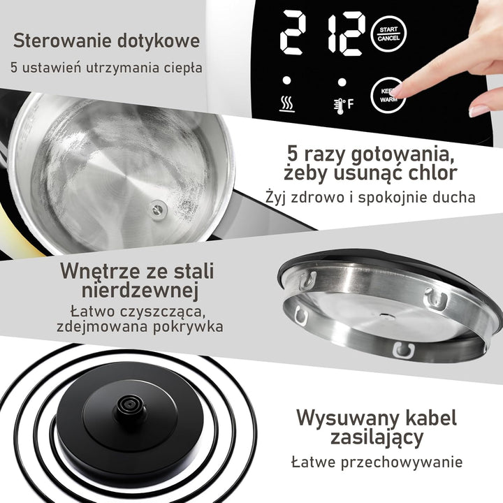 Wasserkocher, Kettle, Wasserkocher mit 5 Temperaturhaltefunktionen, 2-Stunden-Warmhaltefunktion, 360