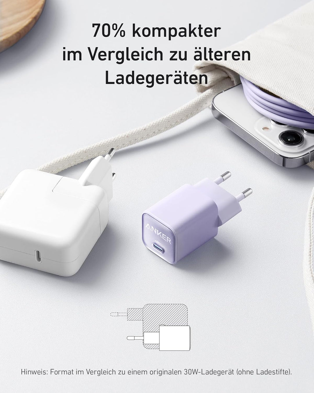 Anker 30W USB C Ladegerät, GaN 511 Nano 3, PIQ 3.0 PPS Schnellladegerät für iPhone 17/Pro/Pro Max/iP