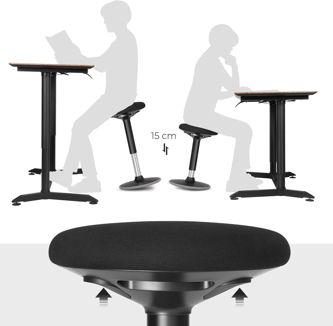 SONGMICS Bürohocker, ergonomischer Arbeitshocker, Sitzhocker, 360° Drehstuhl, höhenverstellbar 50-65