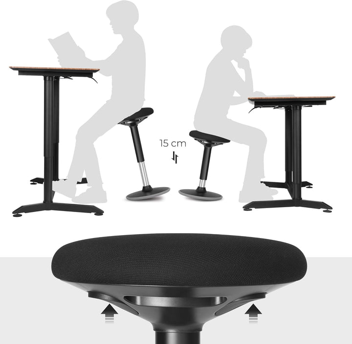SONGMICS Bürohocker, ergonomischer Arbeitshocker, Sitzhocker, 360° Drehstuhl, höhenverstellbar 50-65