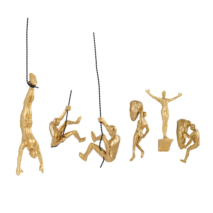 6er Set Kletterer Wanddeko Skulptur – Nordisch-Moderne Deko Figur, Einzigartige Kletternde Figur für