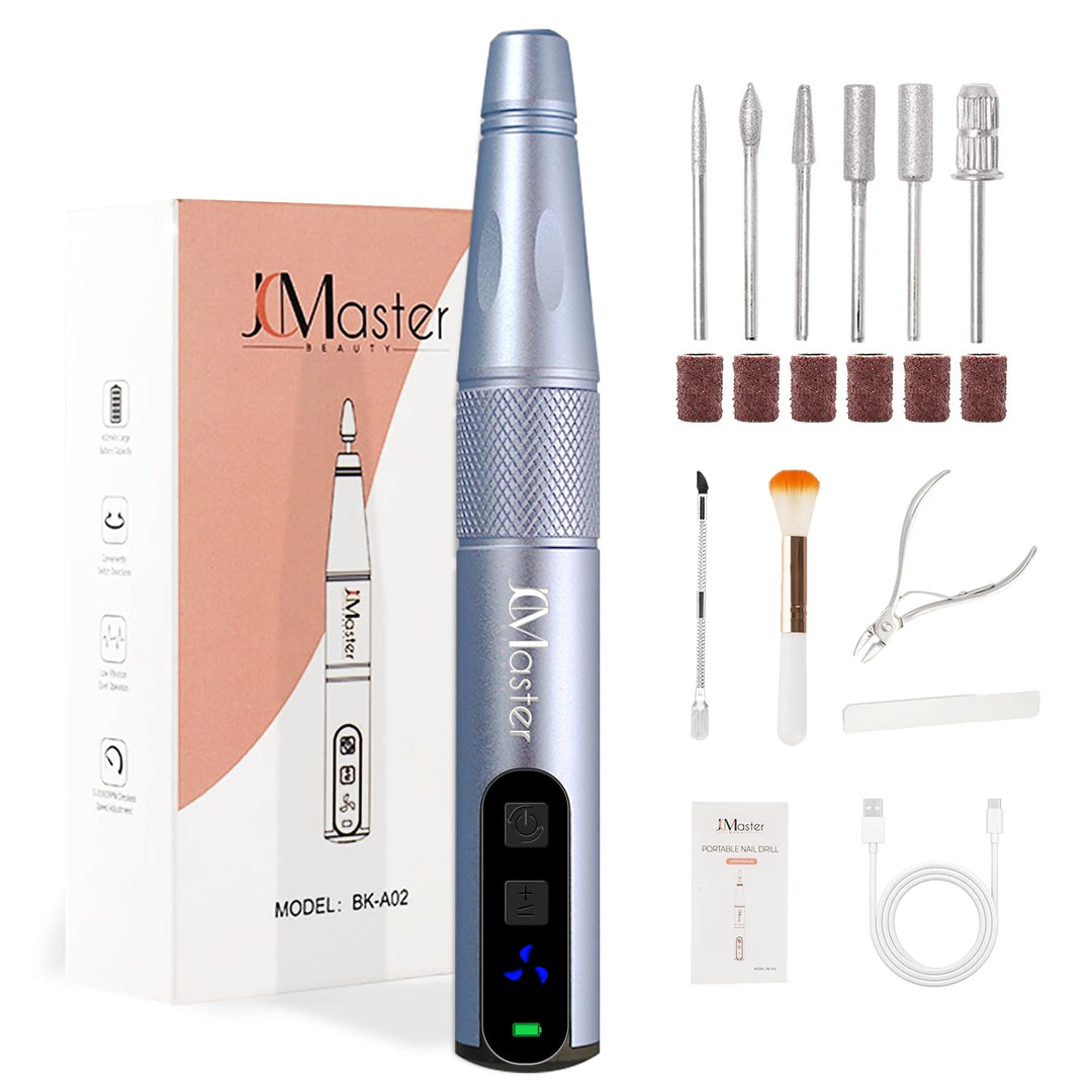 JCMaster Nagelfräser 11 in 1 für Gelnägel Acrylnägel, Kabellose Tragbare Nagelfeile für Anfänger und